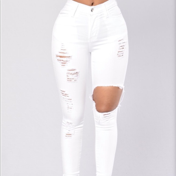 Fashion Nova glistening white jeans - Picture 1 of 6